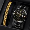 Модные мужские часы из нержавеющей стали, браслет, мужские кварцевые наручные часы с календарем, роскошные мужские классические деловые часы, мужские часы в подарок