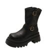 Black British Style Small Man Heightened Thick-soled Martin Boots Women's 2025 New Autumn Retro Trousers Short Boots