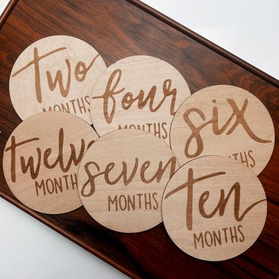 6 шт. Диски-маркеры для месячных детских вех Деревянные карточки с вехами Знак объявления о рождении ребенка для реквизита для фотосъемки новорожденных