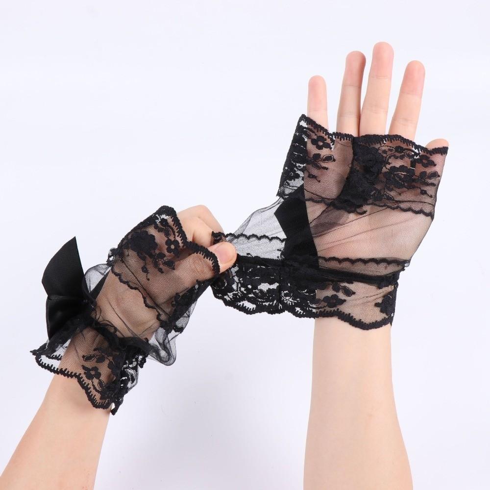 Flower Fake Sleeves Lace Short Fingerless Gloves Bridal Dress Accessory Wrist Cuffs Lolita