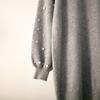 Women's New Sweater Long-Sleeved Pearl  Dress Casual Top