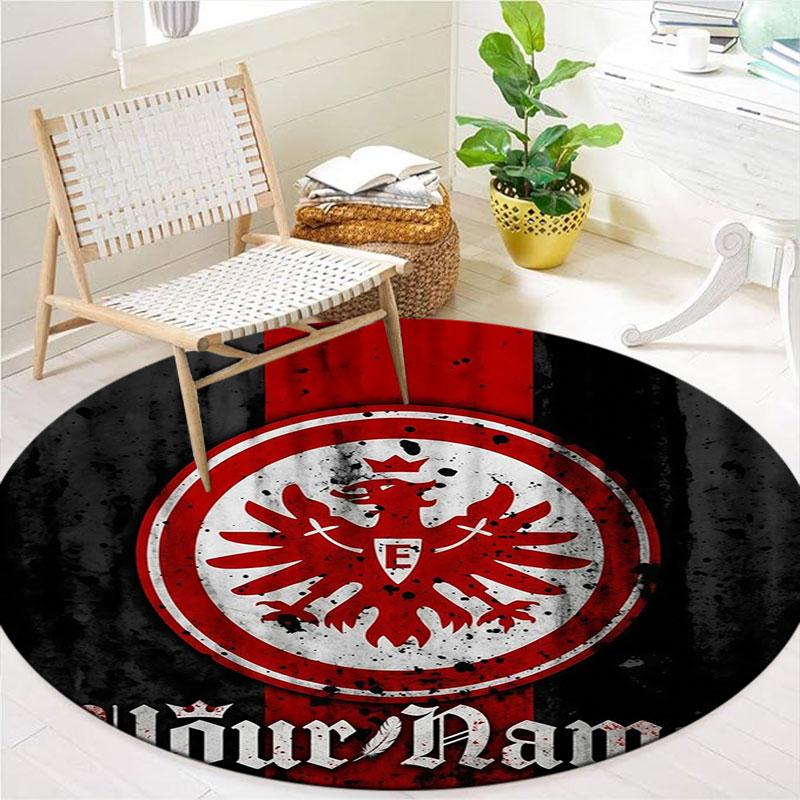 Eintracht Frankfurt Custom Name Round Area Rug,Carpet Rug for Living Room Bedroom Sofa Playroom Decor,Non-slip Floor Mat