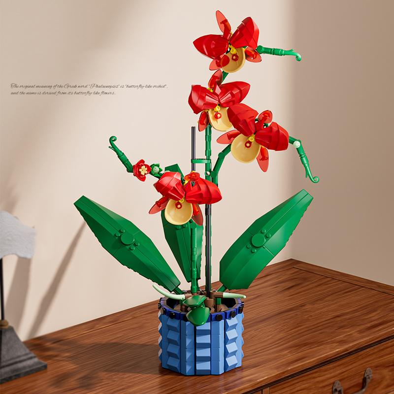 Креативные цветы Букет Орхидея Бонсай Строительные блоки Набор Горшечные растения Модель Домашнее украшение Игрушка для детей Подарки
