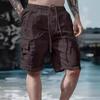 Cotton Linen Shorts with Drawstring Elastic Waistband Straight Legs Solid Color Breathable Beach Five Point Casual Shorts Men’s