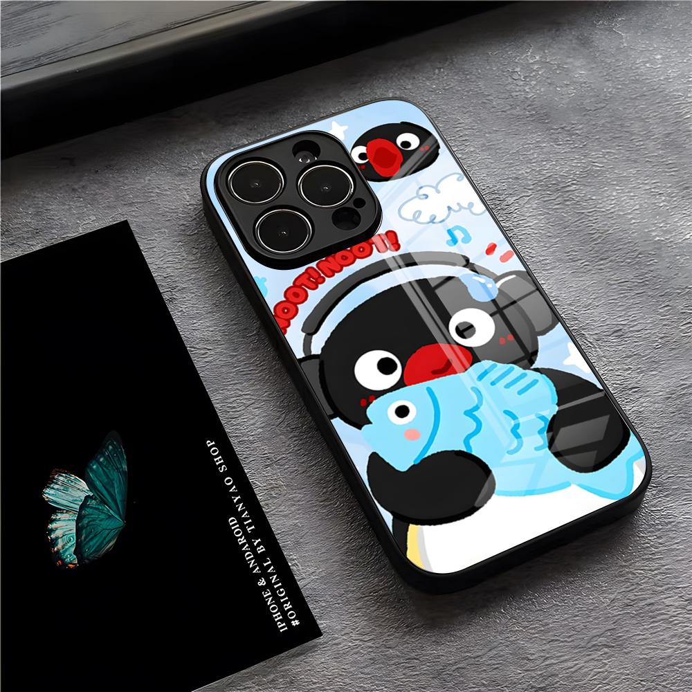 Чехол для телефона P-Pingu Пингвин для iPhone 17 Pro Max 15 Pro 16 14 Plus 12 13 Mini 11 Pro Ударопрочная стеклянная крышка