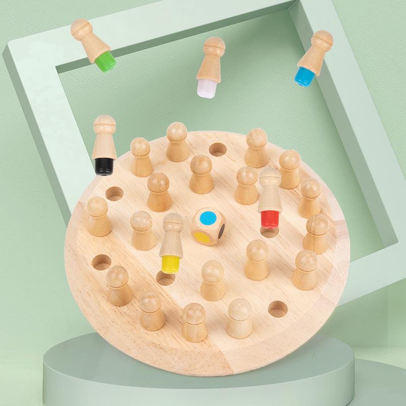 Wooden Round Color Memory Chess Children'S Early Education Puzzle Noble Game Memory Chess Table Toy