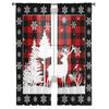 Рождественские красные клетчатые шторы с изображением лося и снежинки, занавески из тюля для кухни, занавески из шифона и прозрачной вуали, рождественские шторы для гостиной
