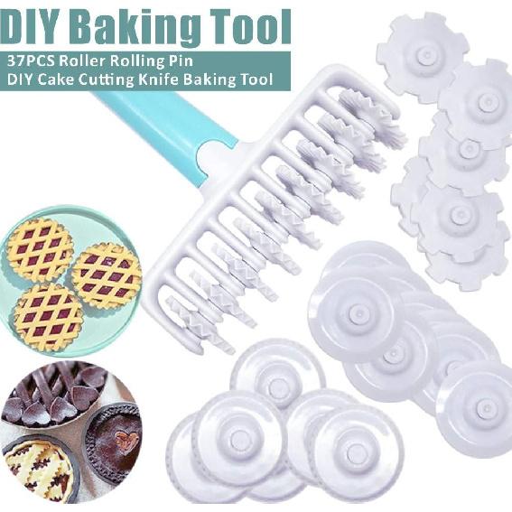 WJ Pastry Wheel Lattice Cutter, Roller with 4 Different Gears, 36 Replaceable Wheels