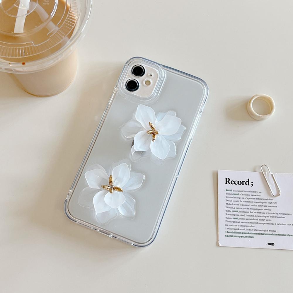 Шикарный прозрачный чехол для телефона с белым цветком для Iphone 14 12 11 13 Pro Max Xr X Xs Max 7 8 Plus Se 2020 Girs, модный чехол