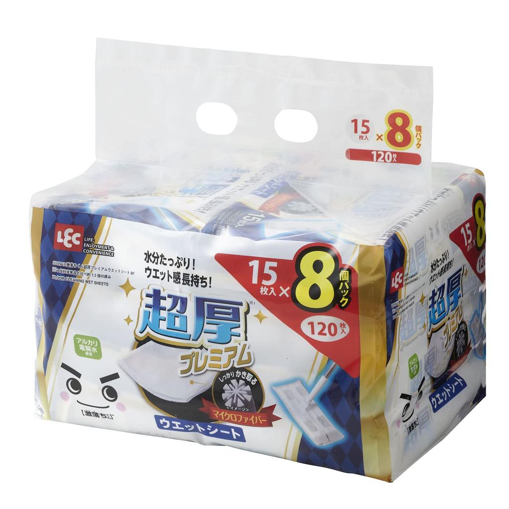 LEC Gekiochikun Премиальные Супер Толстые Влажные Салфетки, 15 штук (8 шт.) / Высокоувлажняющий / Смесь микроволокна / S00943
