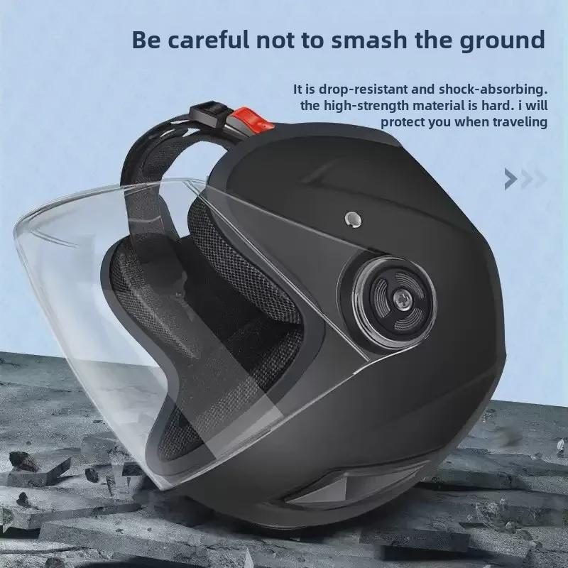 3C Certified Electric Bike & Motorcycle Helmet with Double Windshield - All-Season, Warm Safety Half Helmet