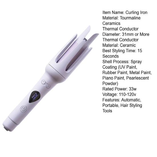 Automatic Curling Iron 7 Temperature Adjustable Fast Heating 32MM Hair Curler Negative Ions Ceramic Electric