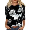 Женская модная повседневная свободная футболка с круглым вырезом и рукавами 3/4 с принтом, женский топ