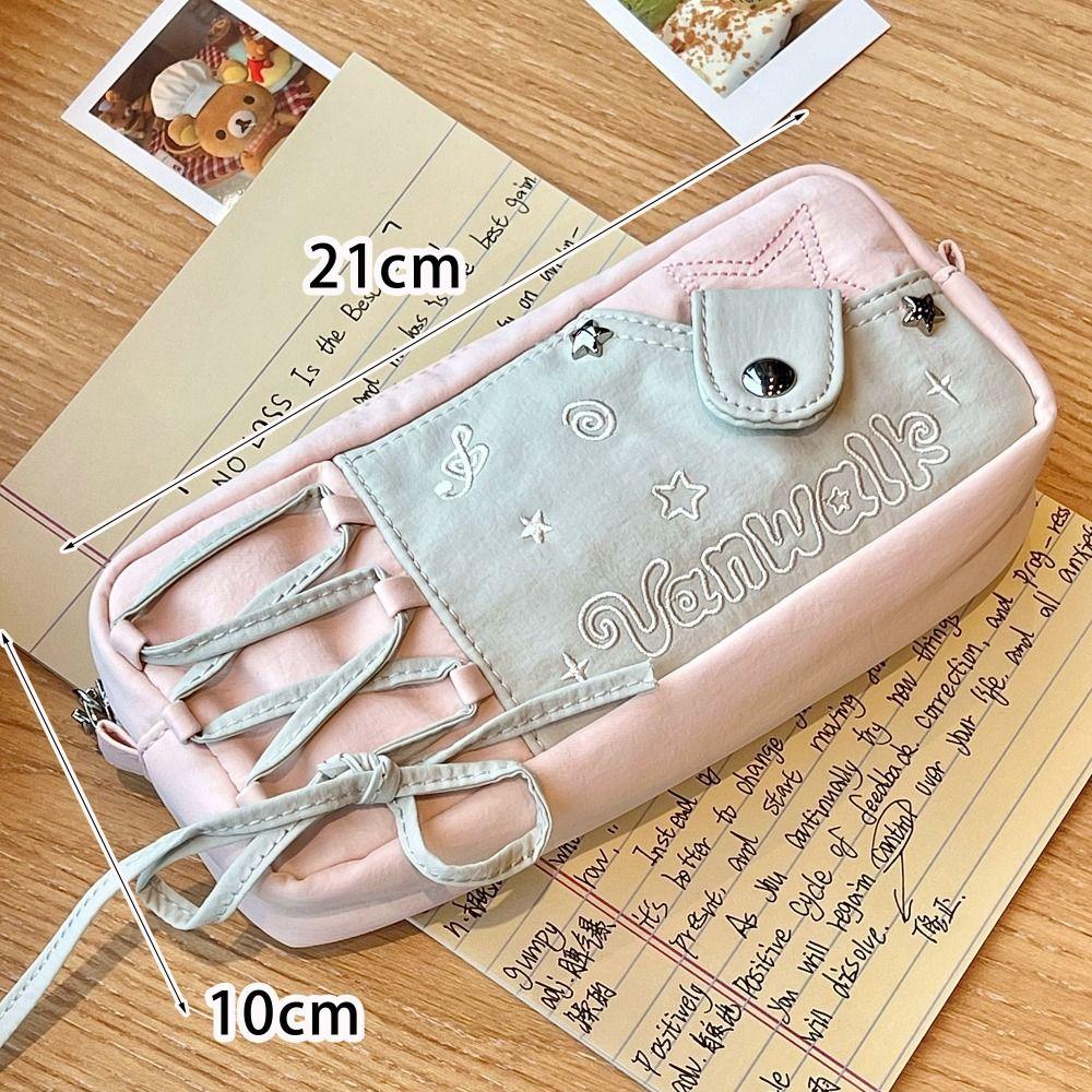 Large Capacity Pen Bag Zipper Stationery Organizer INS Pencil Case Students