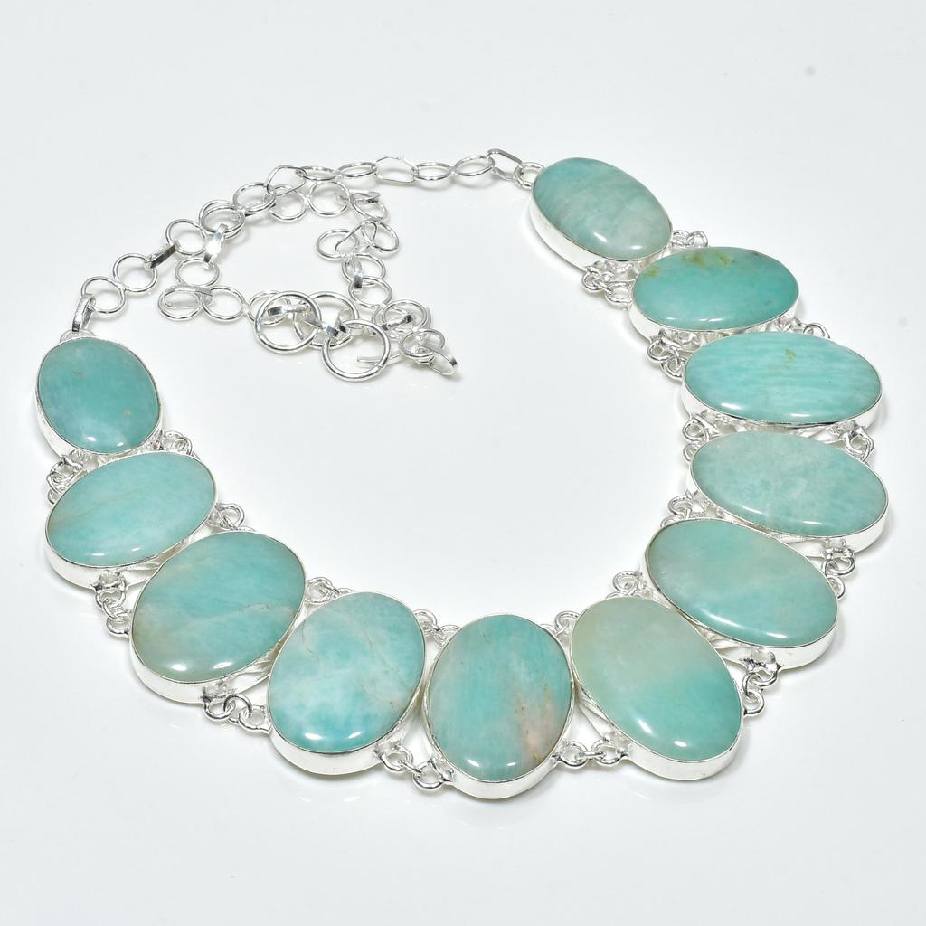 Натуральный амазонит драгоценный камень ручной работы из стерлингового серебра 925 пробы, браслет-колье из амазонита, комплект старинных ювелирных изделий, подарочный наряд для вечеринки
