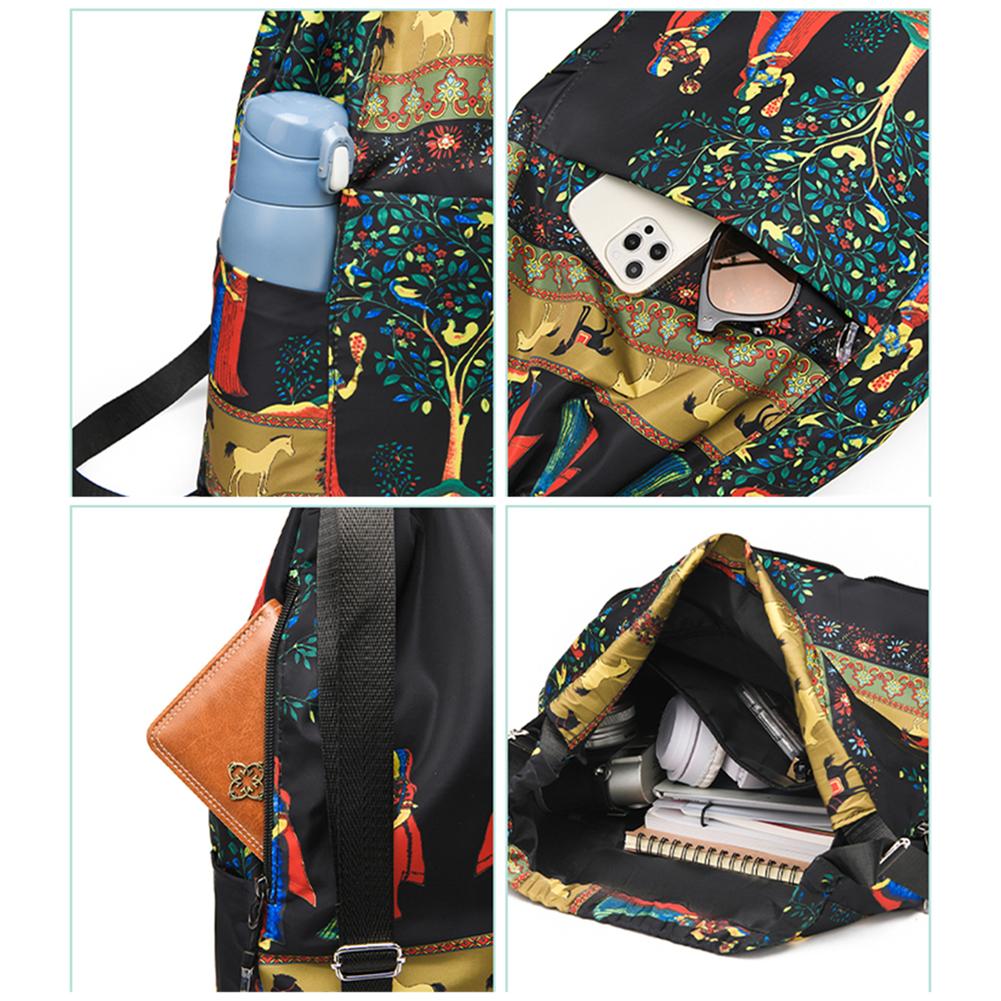 Drawstring Casual Backpack Waterproof Unisex Sports Gym Sack Foldable Multifunctional Multiple Pockets for Hiking Travel Camping