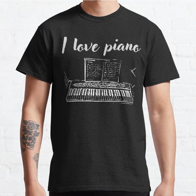 Мужская мода повседневные футболки с короткими рукавами I Love Piano черные классические футболки больших размеров