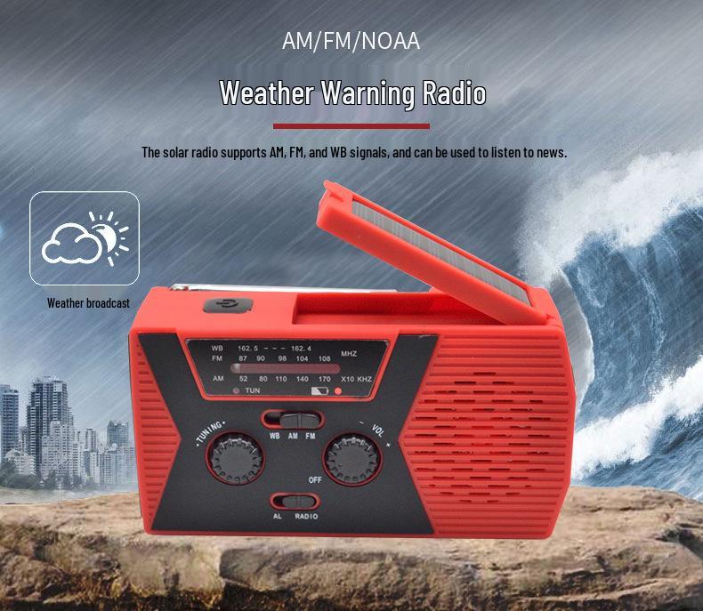 Emergency Solar Hand-Crank Radio with Flashlight and NOAA Alerts