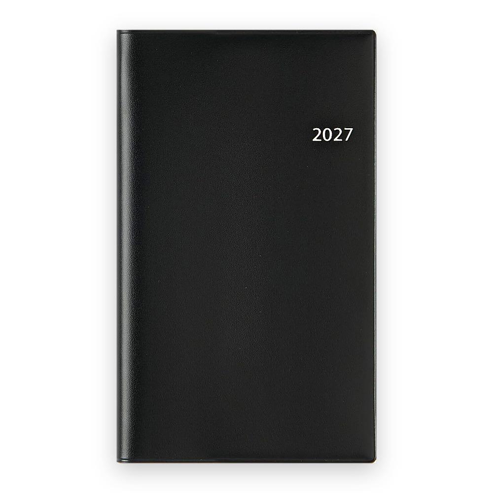Planner Takahashi Shoten New Diary Alpha 2027 Weekly Left Monthly Horizontal Leather-Look Pen Holder - Black