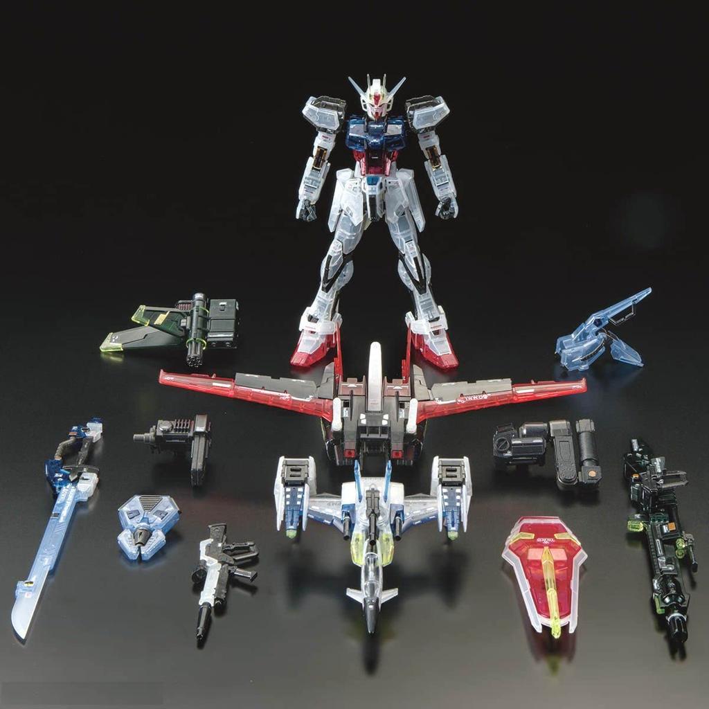 RG 1/144 Gundam Base Exclusive Aile Strike Gundam & Skygrasper Launcher/Sword Pack Set [Clear Color] Mobile Suit Gundam SEED