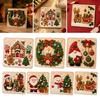 Handmade Felt Christmas Tree Hangings DIY Craft Kit, Gnome Santa Sticker Art No Sew Wall Holiday Decorations Fabric Reindeer Penguin Decoration