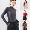 Ayollar uchun ichki kiyimlar Yarim baland yoqali Uzun qisma Bir rangli Slim-fit Pullover Toplar Yengil Cho'ziluvchan Kundalik Bluzka