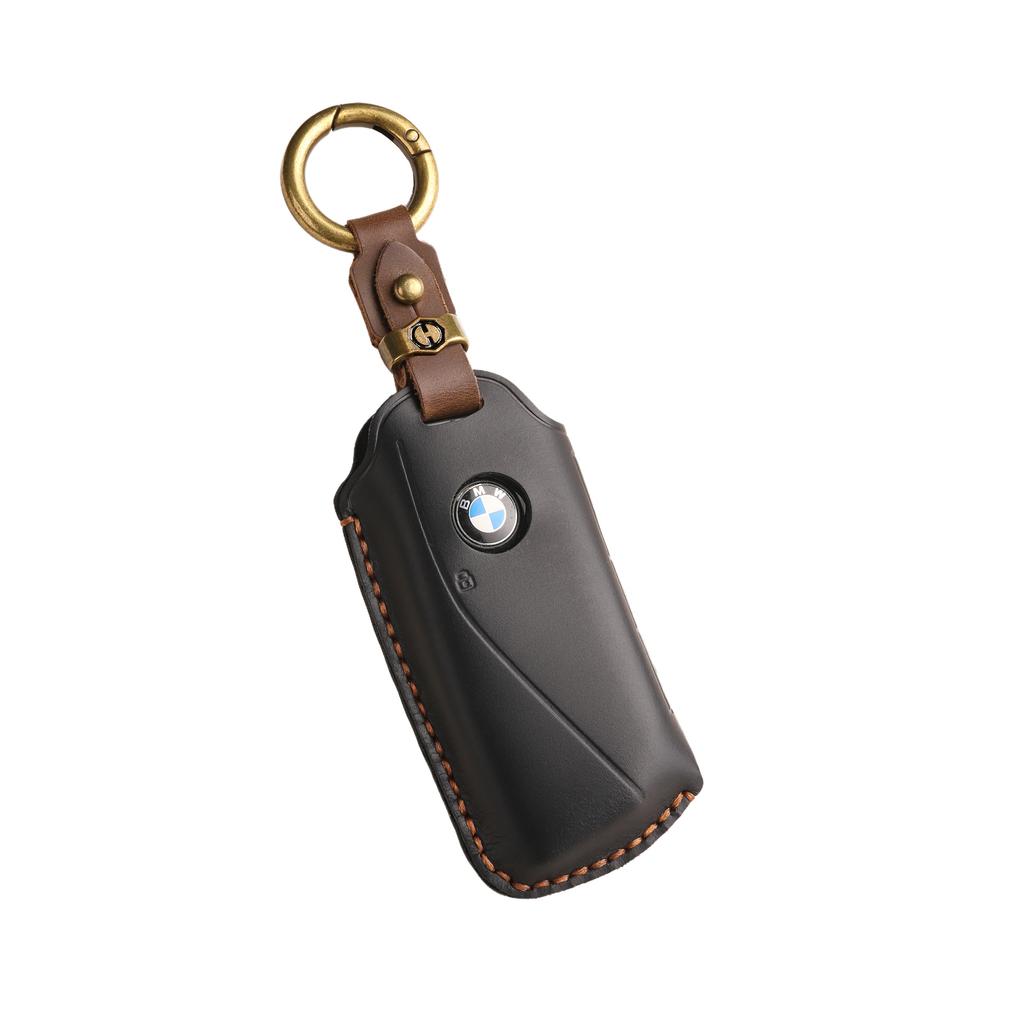 Retro leather key cover is suitable for BMW real cowhide new shell handmade key special protection shell ring