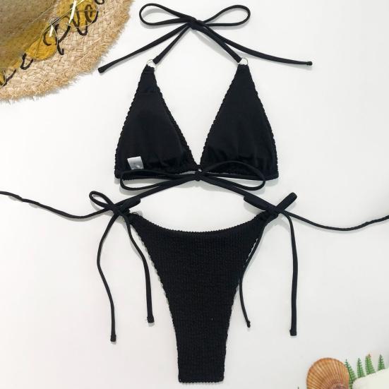 2 шт./компл. женский комплект бикини, однотонный, с бретелькой на шее, с несколькими бретелями, трехточечный