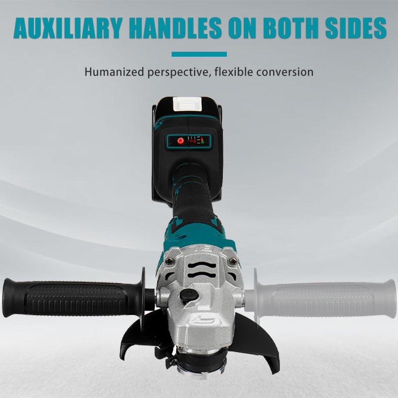 1600W 125mm Brushless Cordless Electric Angle Grinder 388VF Rechargeable Grinding Cutting Machine Power Tools for 18V Battery