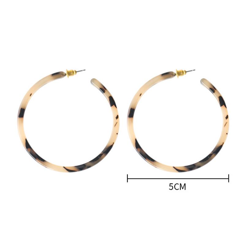 Корейские акриловые серьги-кольца для женщин, винтажные серьги-кольца из смолы с леопардовым принтом, большие серьги из сплава, модные ювелирные изделия