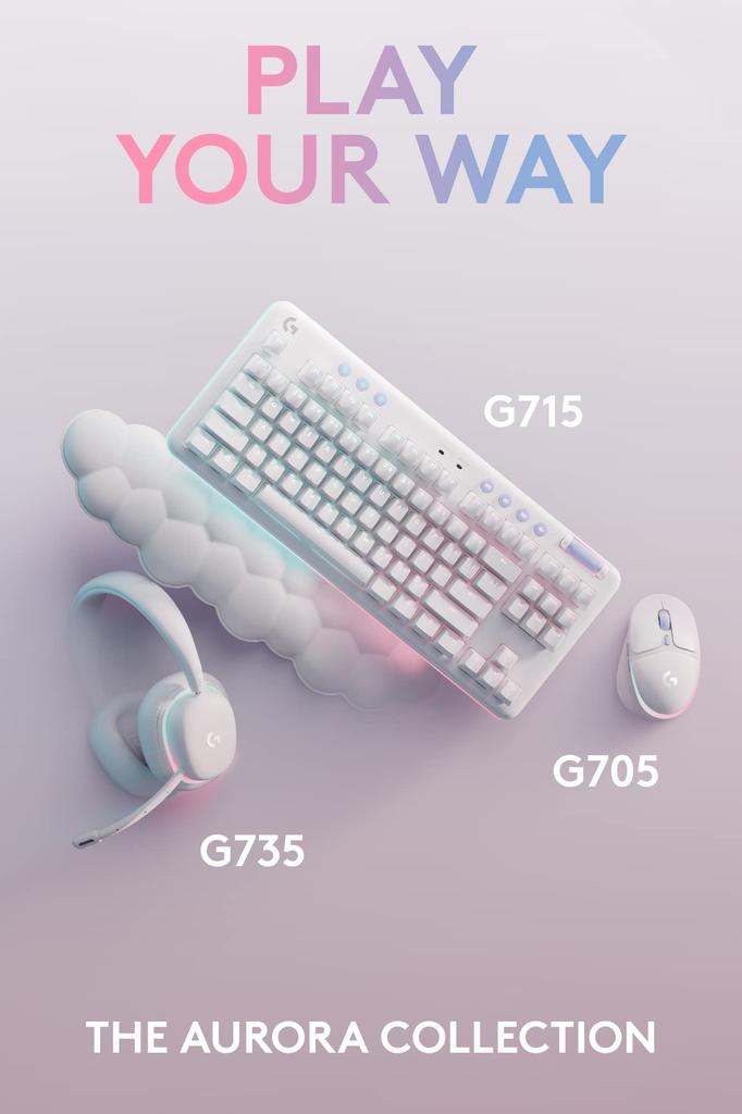 Игровая клавиатура Logitech G Aurora Collection Tenkeyless G715 Беспроводная LIGHTSPEED Bluetooth-подключение Совместимая тактильная механическая клавиатура Cloud