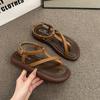 Hot Selling Shoes for Women 2024 New Solid Color One-strap Design Women's Thong Sandals Casual Fashion Gladiator Sandals