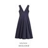 Kaslead New Arrival Women's Clothing Fashion Style Fashion Minimalist Zipper Ornament V Neck Midi Skirt Dress 9479051