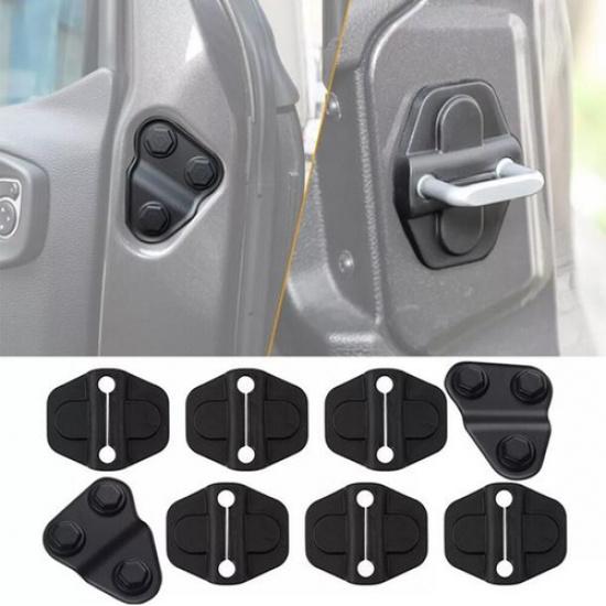 8pcs Door Lock Cover + Screw Protector Trim For Jeep Wrangler JL JT 2018- 2024