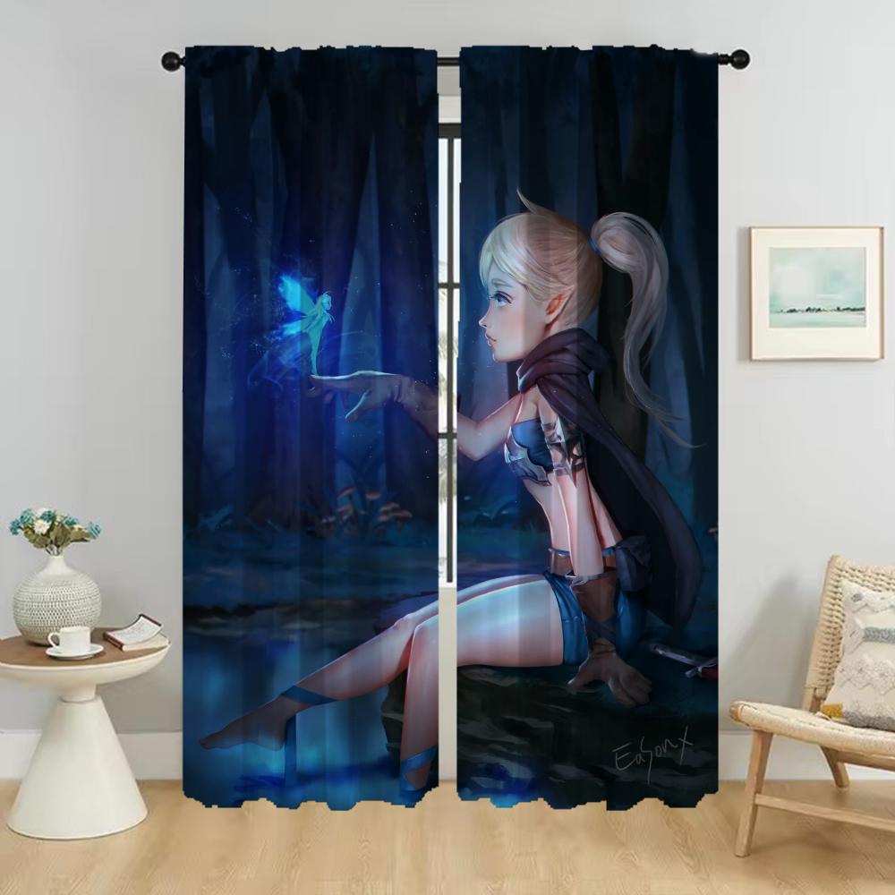 Female Elf Blackout Curtains for Camera Partition Home Interior Curtains 2 Pieces Halloween Decoration Curtain for Room 2 Panel