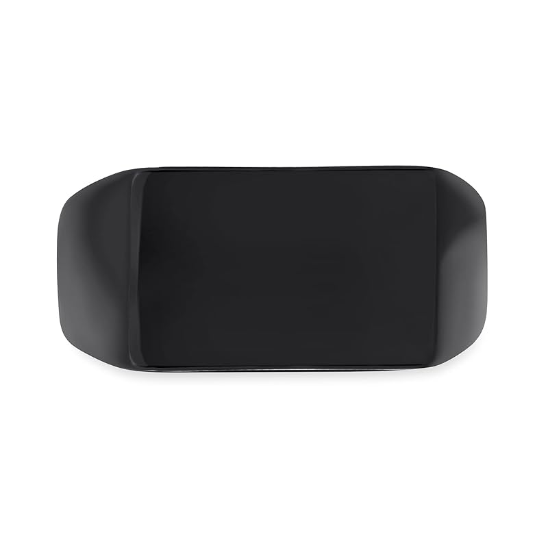 Персонализируемое мужское кольцо-печатка прямоугольной формы с монограммой и инициалами, черное, для мужчин, подростков, из нержавеющей стали, полированное, с матовой отделкой