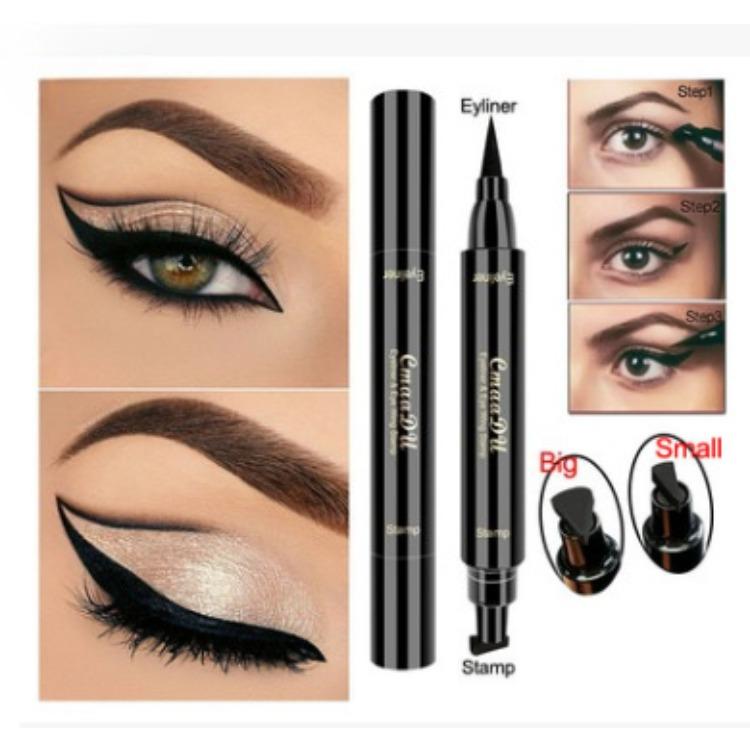 Big Seal Stamp Liquid Eyeliner Pen Waterproof Fast Dry Black Eye Liner Pencil with Eyeliner Cosmetic Double-ended Eyeliner