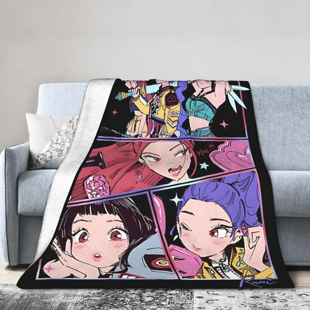Huntrix Blanket Cover Coral Fleece Plush Kpop Demon Hunters Lightweight Throw Blankets for Home Couch Bedspread