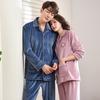 Осень и зима новый коралловый флис парные пижамы женский теплый островной флисовый костюм мужской кардиган большого размера домашняя одежда