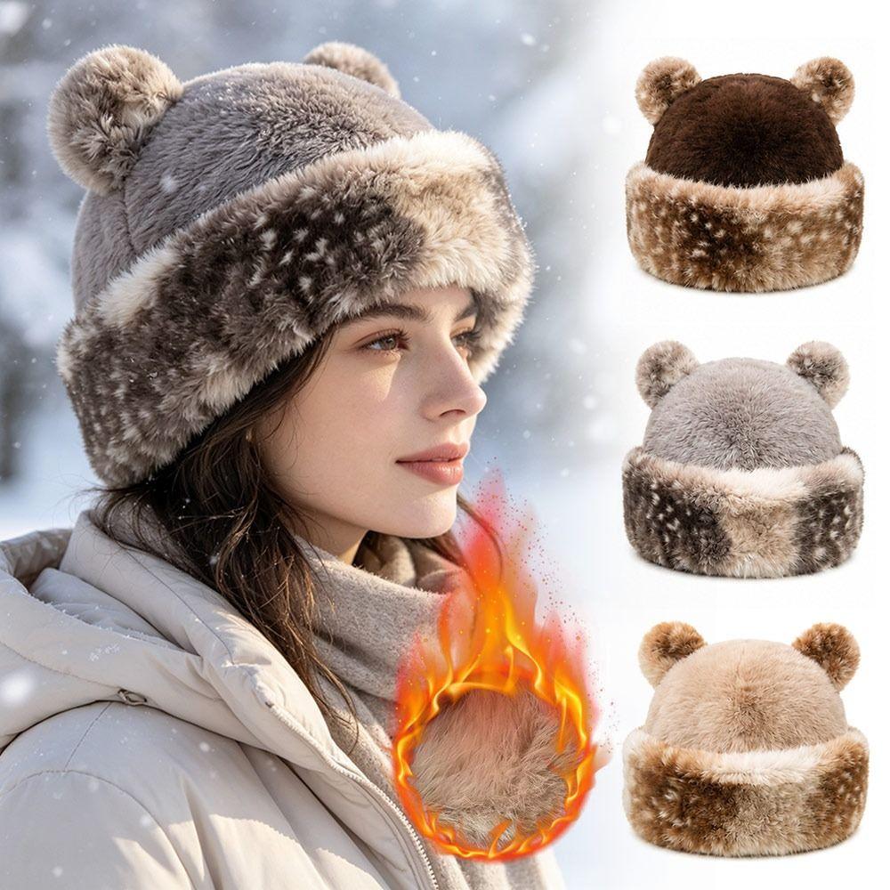 Ear Protection Winter Hat Thicken Fleece Hooded Beanie Fashion Fluffy Panama Hat for Women