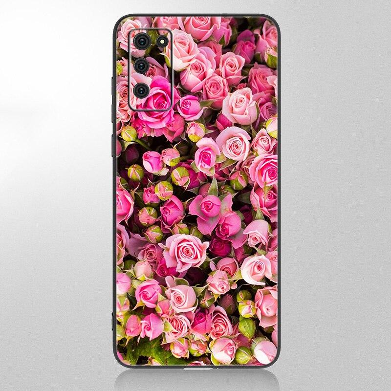 Чехол для телефона с красным цветком розы для Samsung Galaxy A12 A02S A22 A32 A52 A72 A71 A51 A41 A31 A21 A11 A50 A70 A10S A20S, черный чехол
