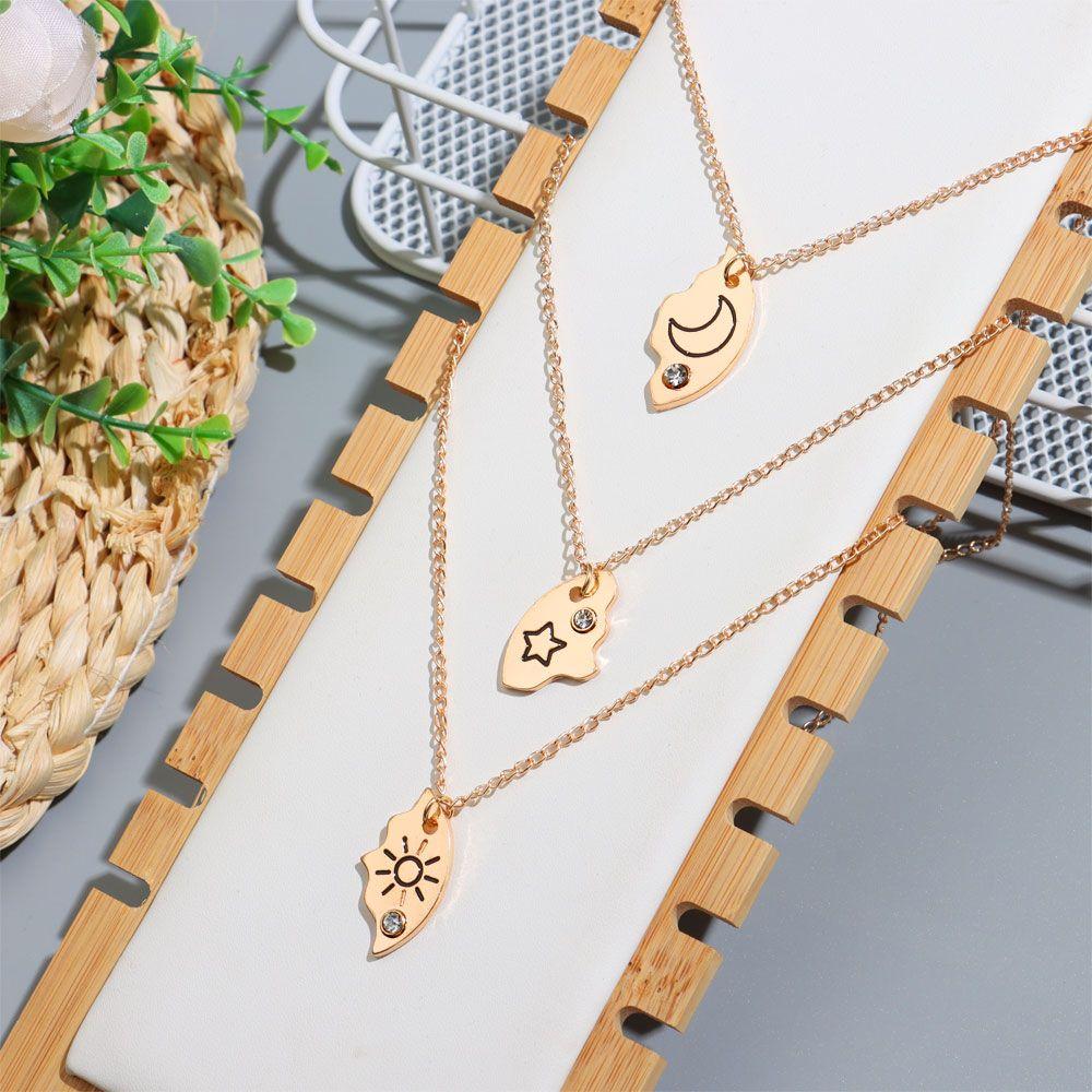 Ювелирные изделия, инкрустированные горным хрусталем, солнцем, луной, облаком, звездой, ожерелье дружбы, лучший друг, лучший друг, кулон BFF
