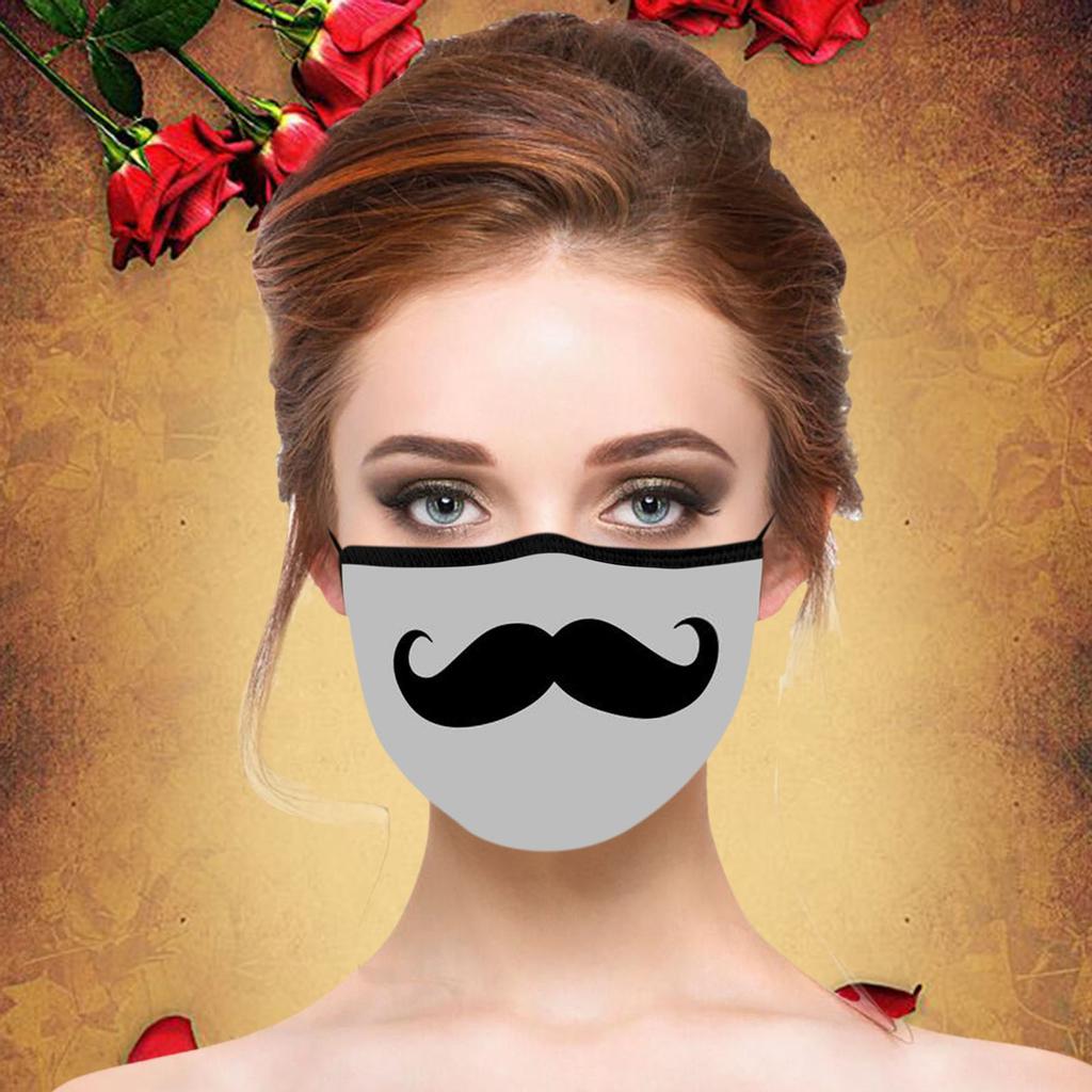 Взрослая моющаяся и многоразовая дышащая маска от ветра и смога с рисунком бороды