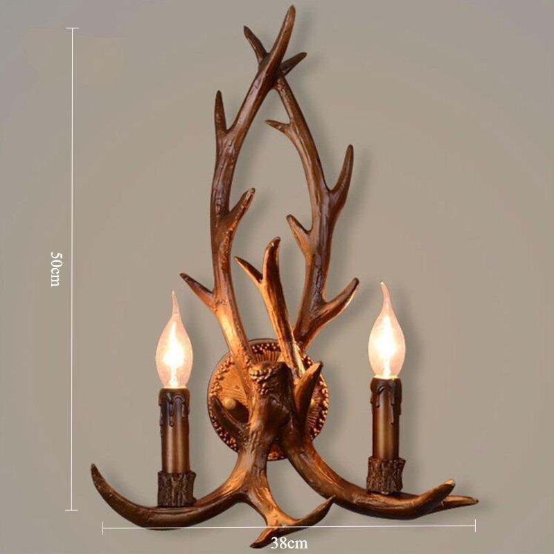 Wooden Feeling Resin Decorative LED Wall Light Lamp Sconce Deer Horn Antler Retro White Deer Wall Lamp Light LED Tree Branch