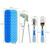 Dino Infant Practice Chopsticks + Spoon + Fork + Silicone Case Set, Chopsticks (blue Dinosaur), 1 Set