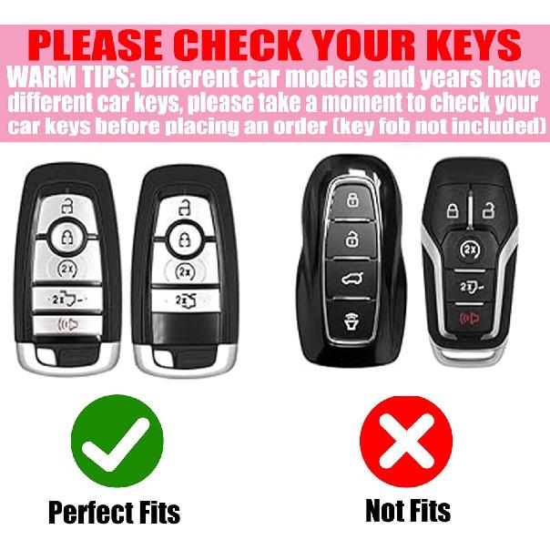 Key Fob Cover with Diamond Keychain for Women, Car Key Holder Compatible with Ford Explorer Fusion Edge Expedition F150 F250 F350 F450 F550 Maverick