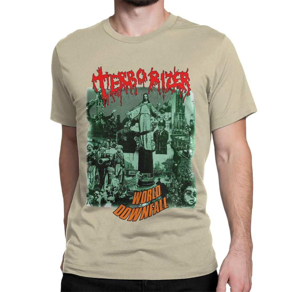 Мужская Женская Футболка Метал-группы World Downfall Death Grind Terrorizer 100% Хлопковая Одежда Футболка с Коротким Рукавом и Круглым Вырезом
