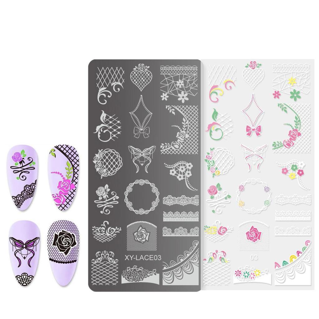 Шаблон для штамповки ногтей с полыми линиями, цветы, маникюрный принт, френч-типы, пластины для штамповки ногтей, инструмент для штамповки ногтей
