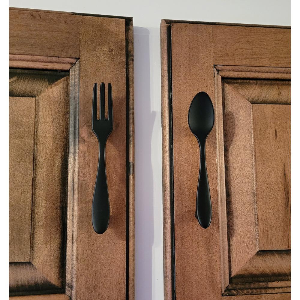 Набор из 3 современных ножей/ложек/вилок для кухонного шкафа, дверная ручка, ручка для ящика шкафа, ручка-кнопка