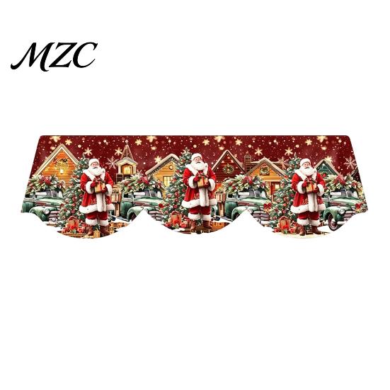 Church Holiday Decor Christmas Fireplace Mantel Scarf, Decorative Runner Cover, Snowman Santa Claus Snowy Sideboard Village Scene Covering Guard